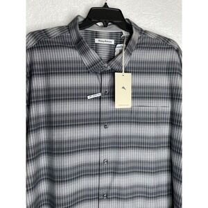 Tommy Bahama 4XLB Laslo Ombre Stripe Fog Grey Long Sleeve Button Up NWT's
